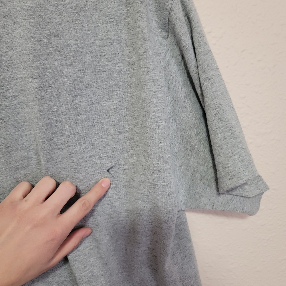 Fruit of the Loom Hampton Beach Airbrush Eye Makeup Heather Grey Gray Purple Tee - Picture 3 of 11